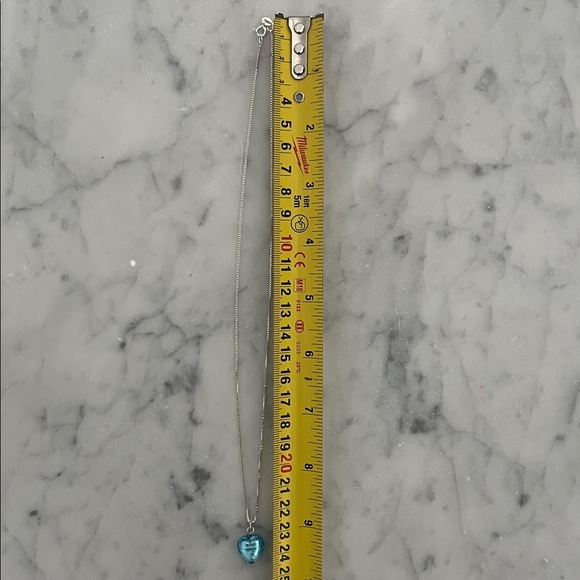 Vintage Sterling Silver 925 Murano Glass Heart Pendant Necklace Venice Italy - Picture 7 of 7